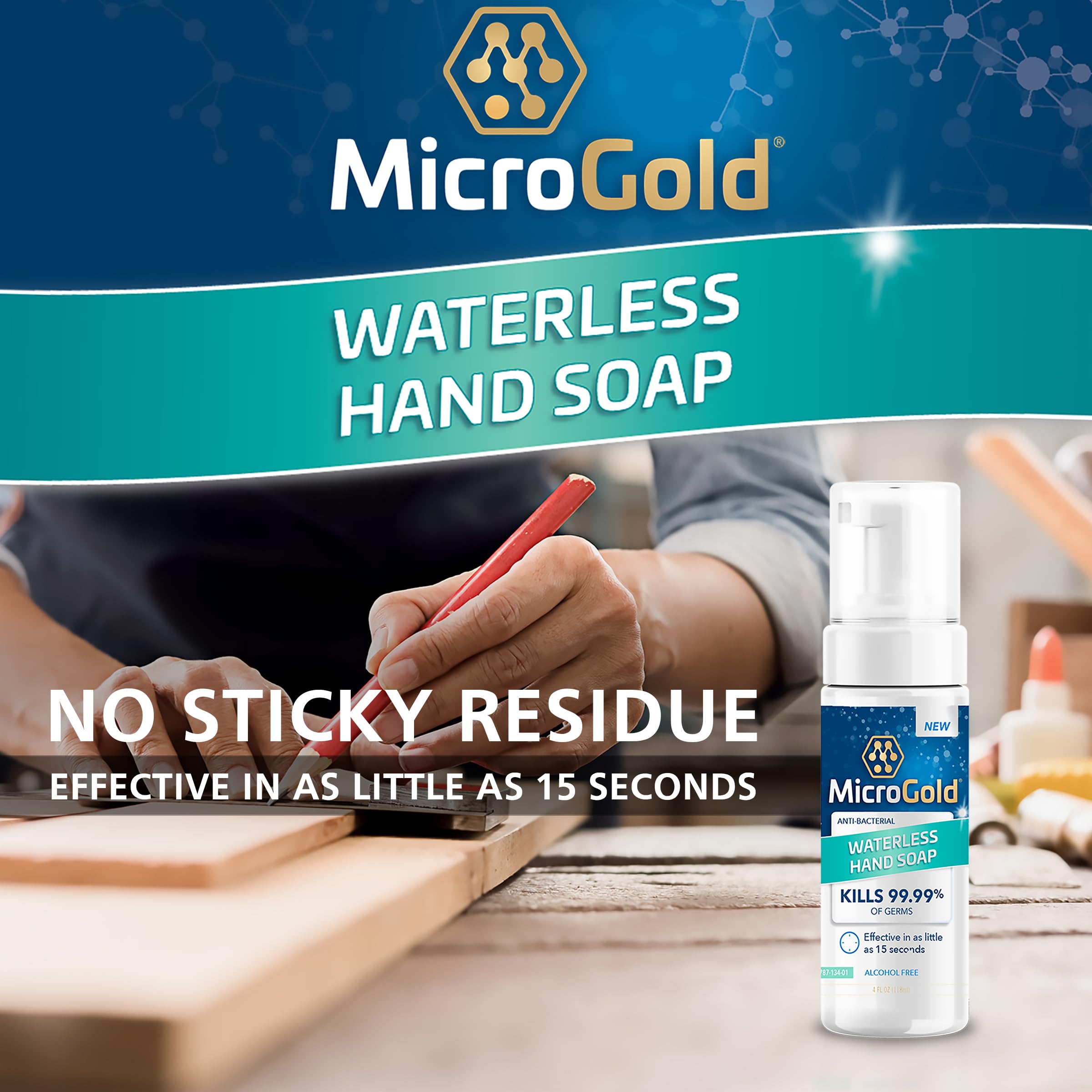 MicroGold foaming action highlights rich lather against dirt and grime.