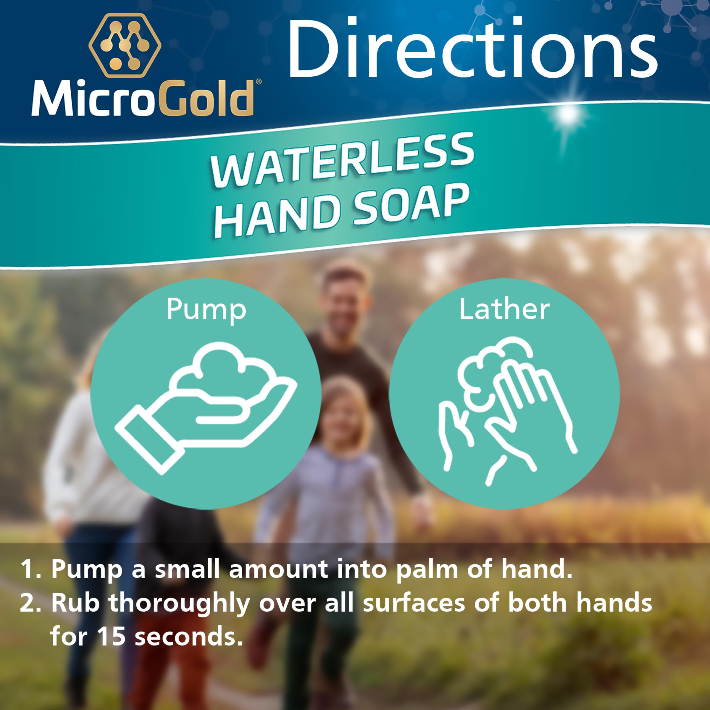 MicroGold kids-safe hand sanitizer with gentle foam for family use.