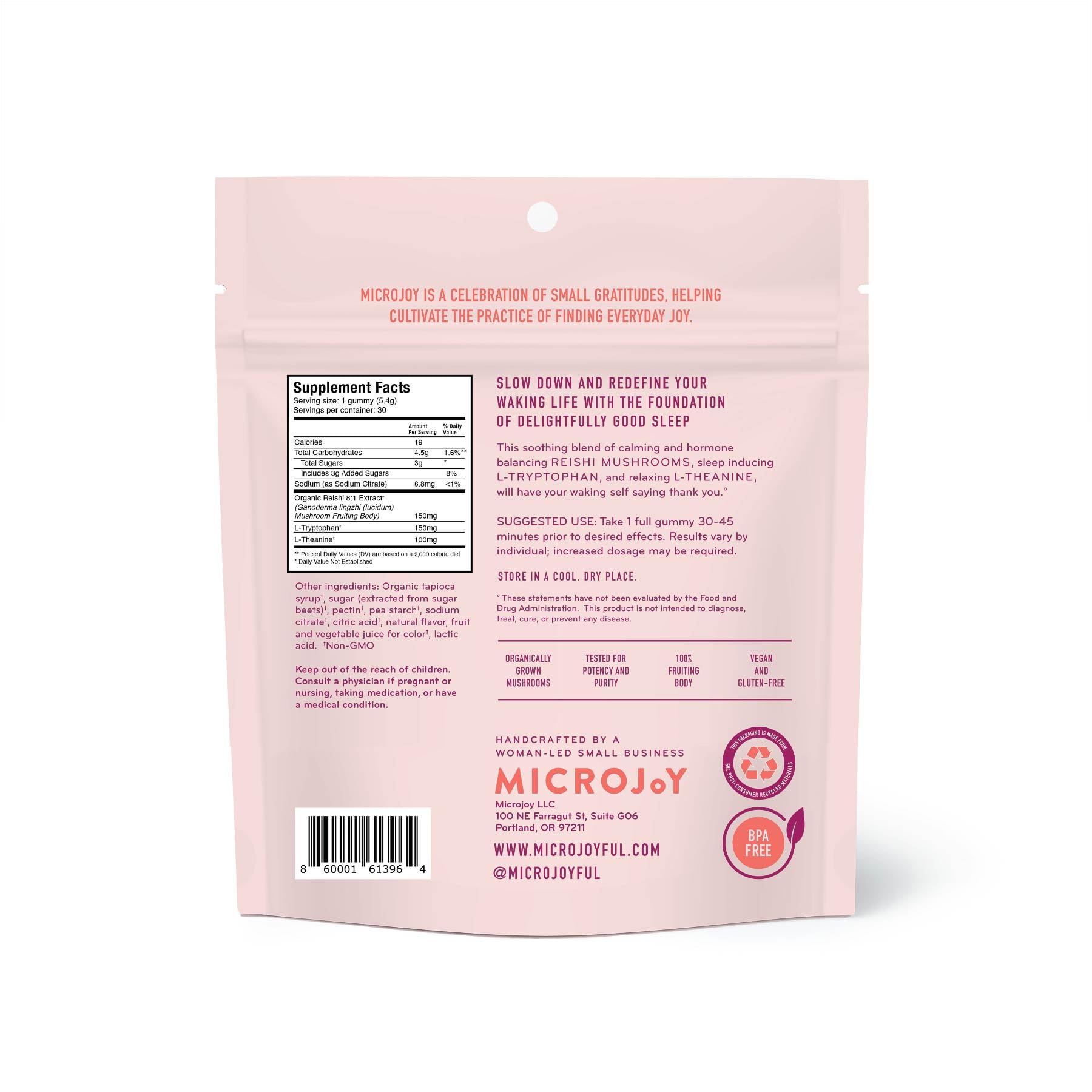 Close-up of Microjoy Hibernate Gummies highlights chewy texture for relaxation.