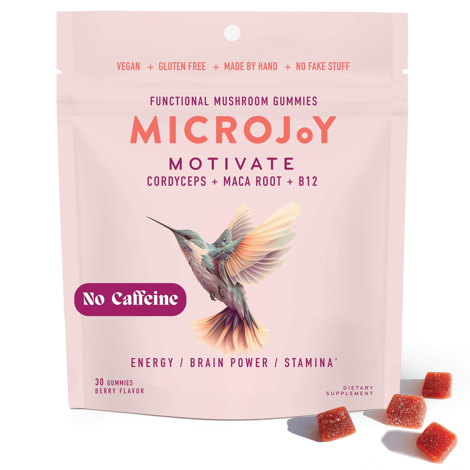 Microjoy Motivate gummies berry flavor front view for energy and focus