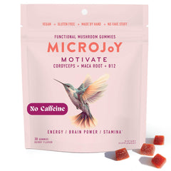 Microjoy Motivate gummies berry flavor front view for energy and focus