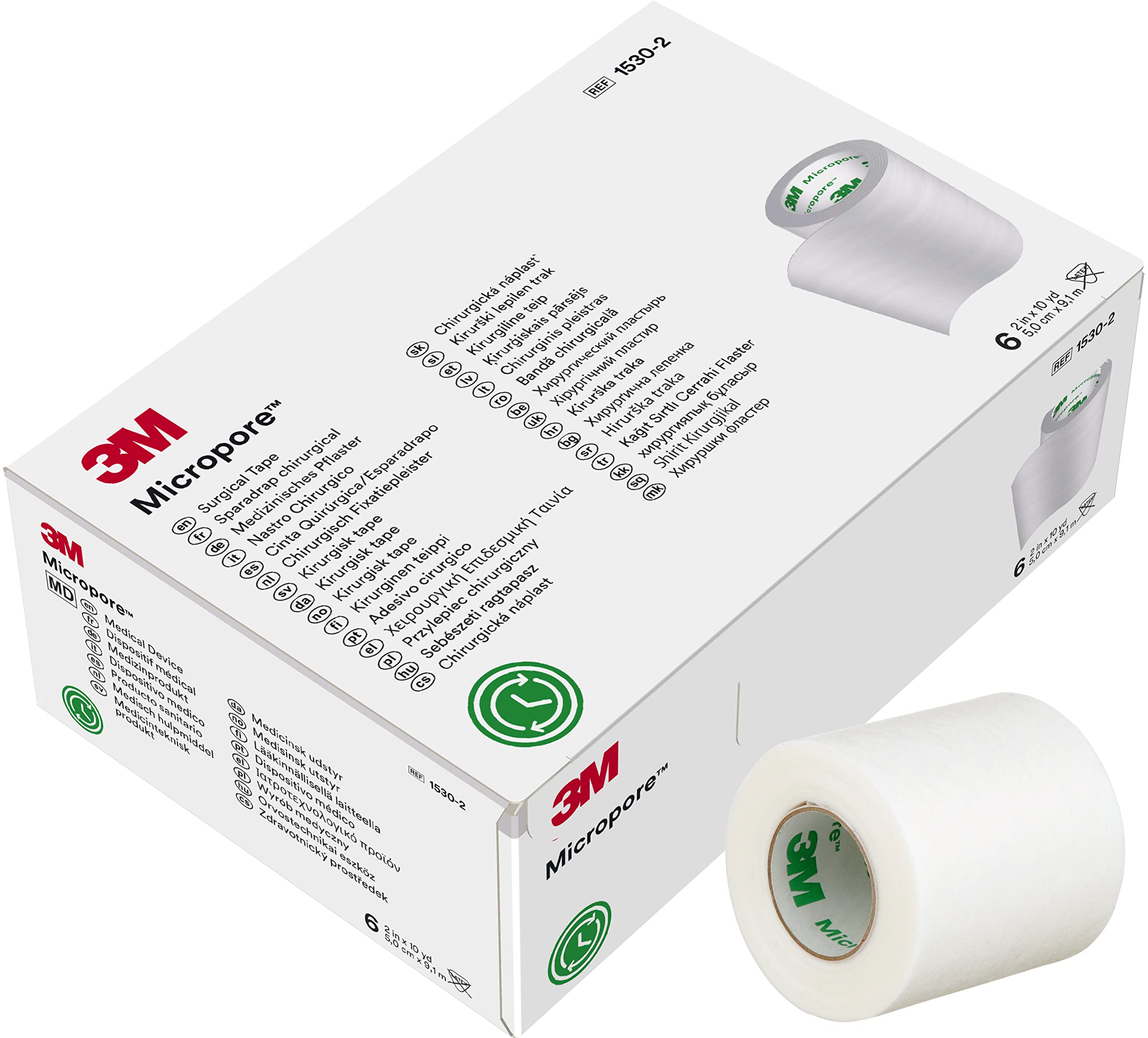 Micropore cinta blanca de papel 2x10 yardas para fijar apósitos con suavidad