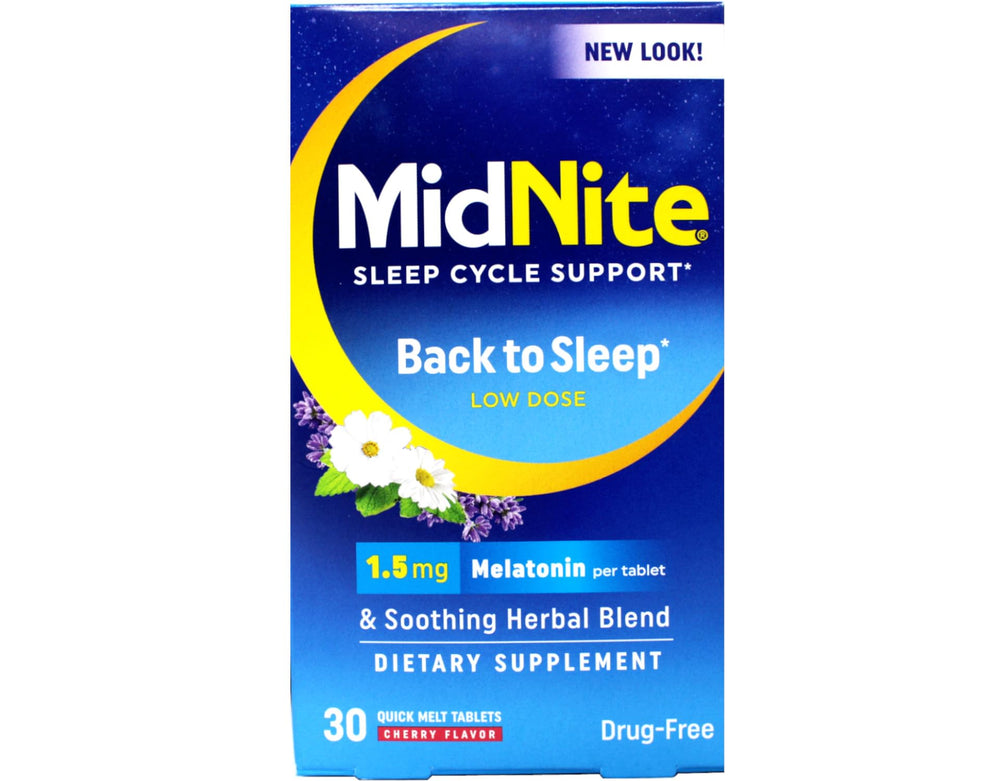 MidNite Sleep Cycle quick melt tablets dissolve quickly for fast mouth-throat comfort