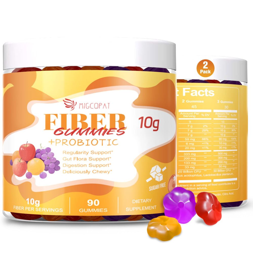 Migcopat 10G Fiber Gummies bottle front for easy daily fiber support