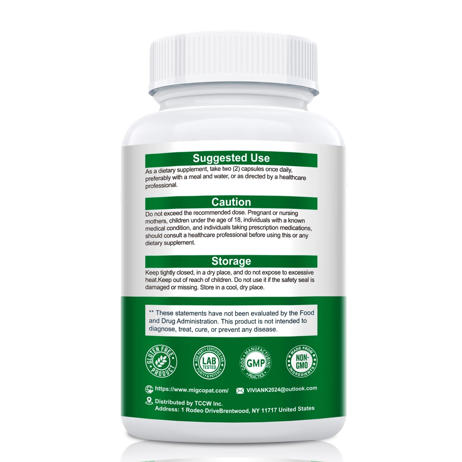 Migcopat antioxidants and immune support graphic on packaging