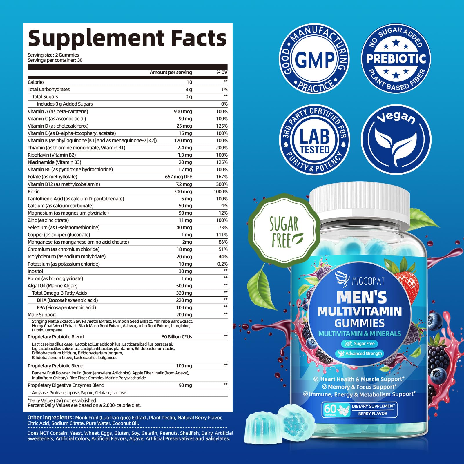 Migcopat berry-flavored gummies shown for convenient daily nutrition.