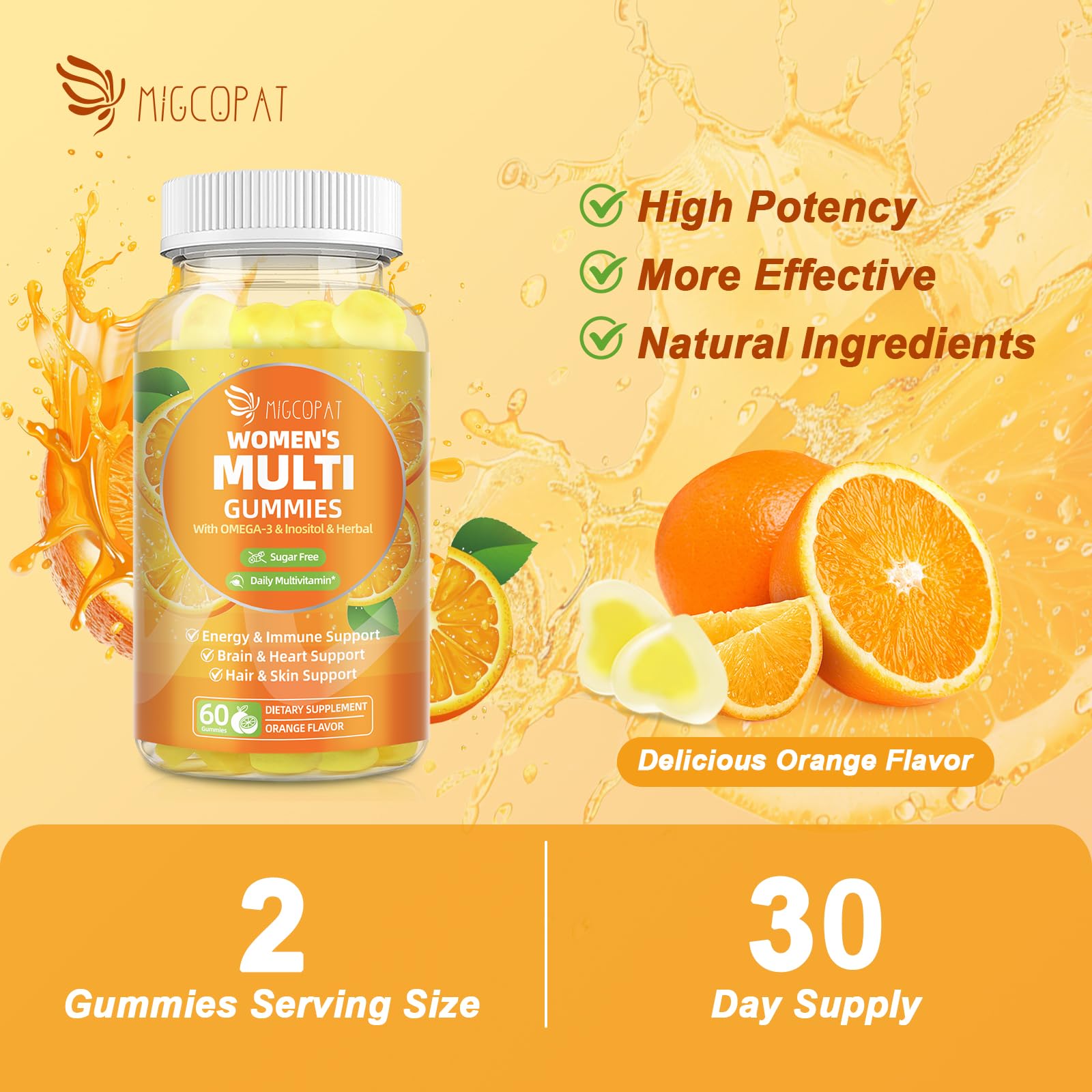Migcopat Biotin hair skin energy gummies bottle emphasizing vitality.