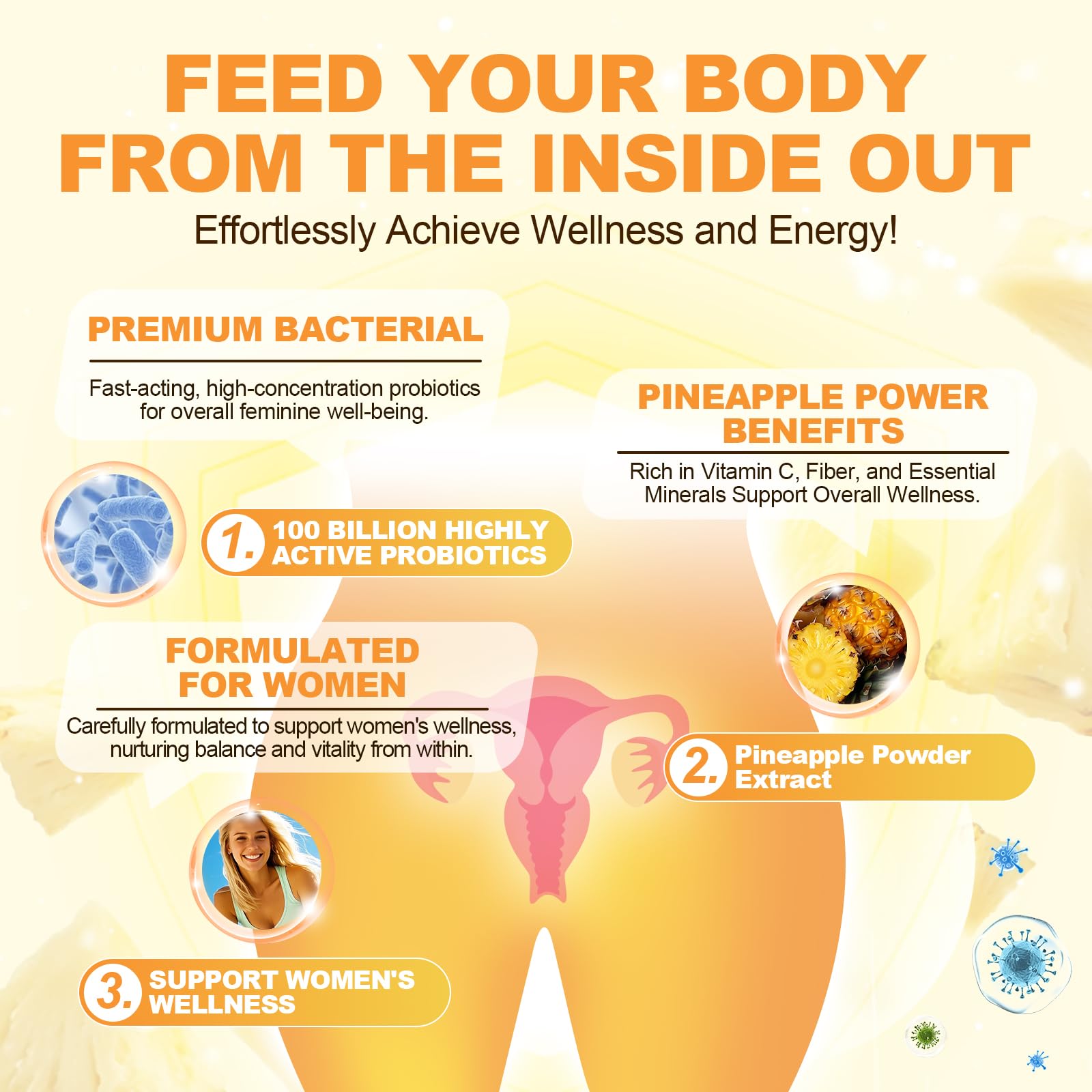 Migcopat feminine health ingredients blend image emphasizing nourishing balance.