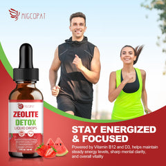Migcopat Zeolite Detox Drops flavor strawberry-watermelon in glass for easy mixing