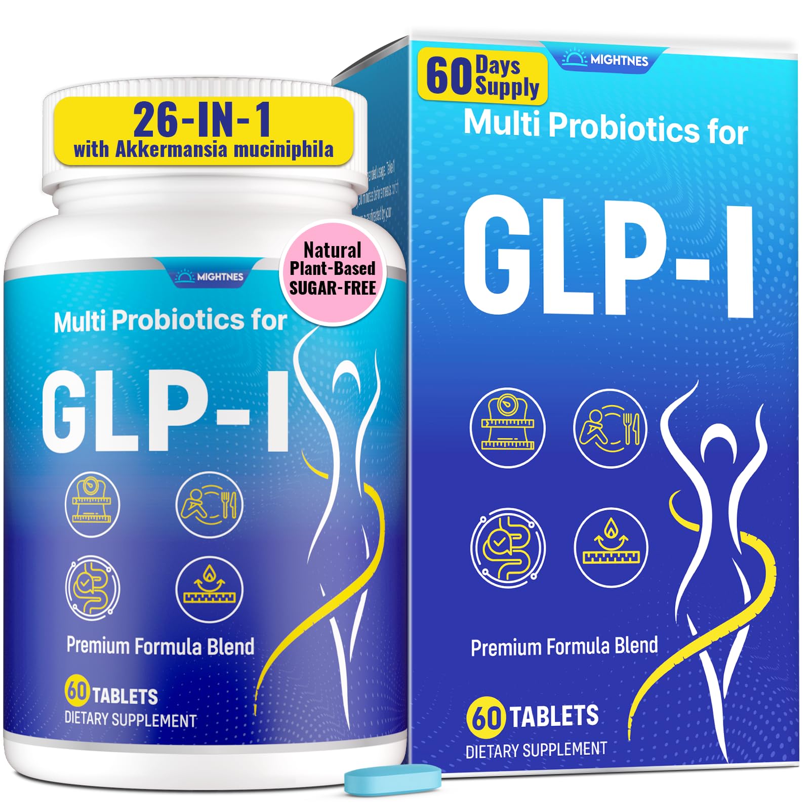 Mightnes GLP-l bottle front view for daily digestive support.