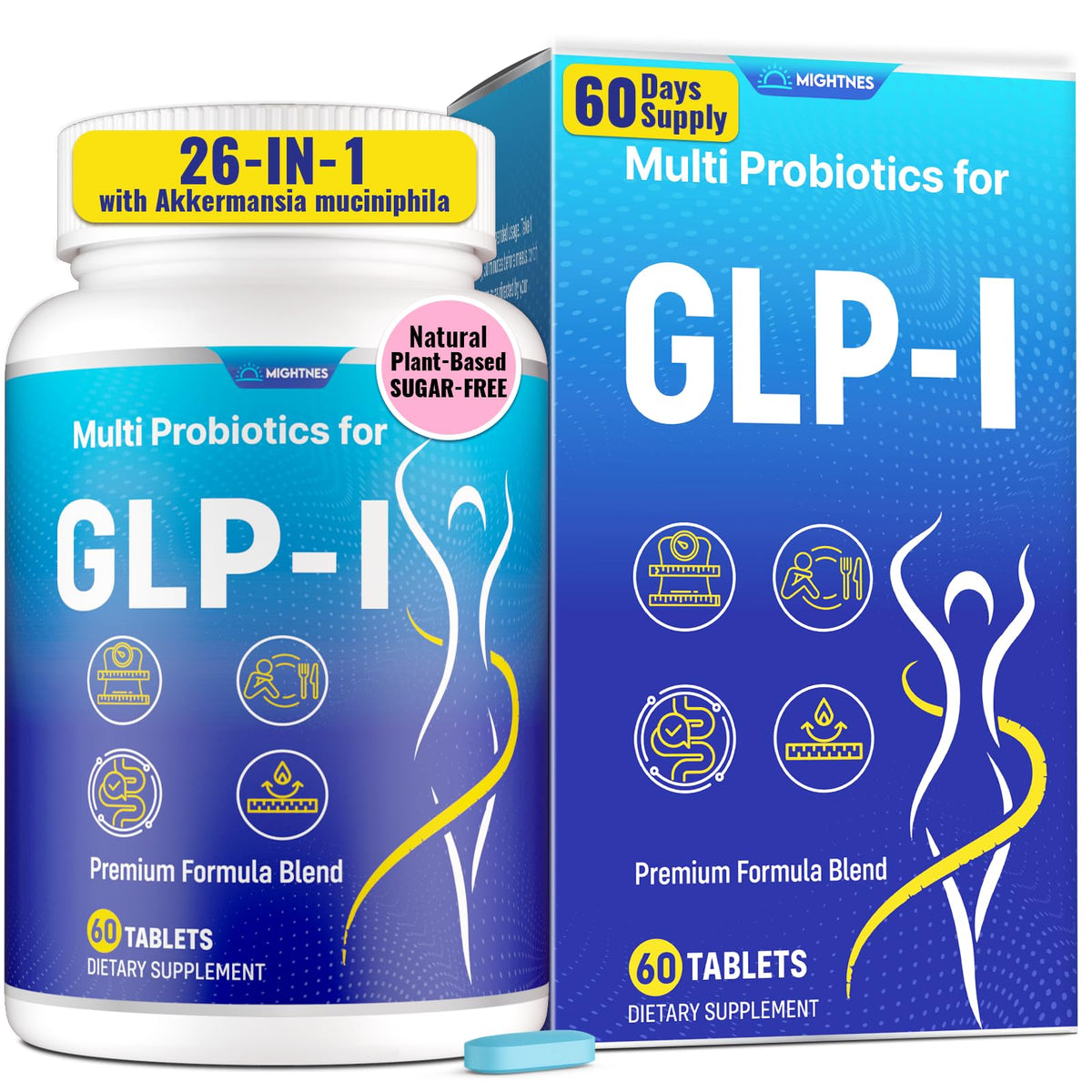 Mightnes GLP-l bottle front view for daily digestive support.