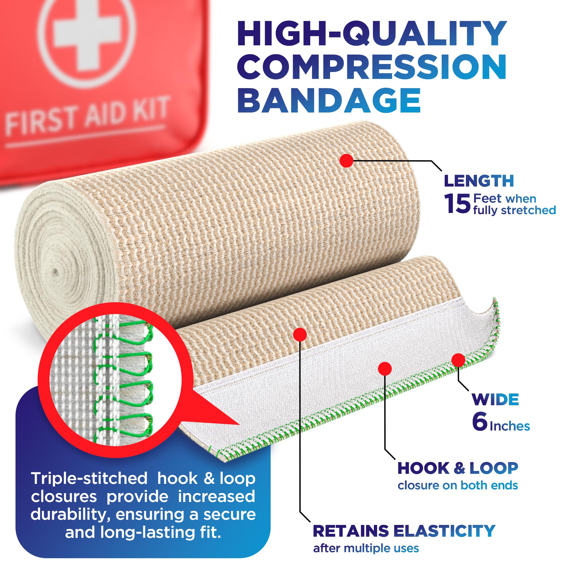 Mighty-X bandage wrap with hook-and-loop closure for quick, reliable fastening.