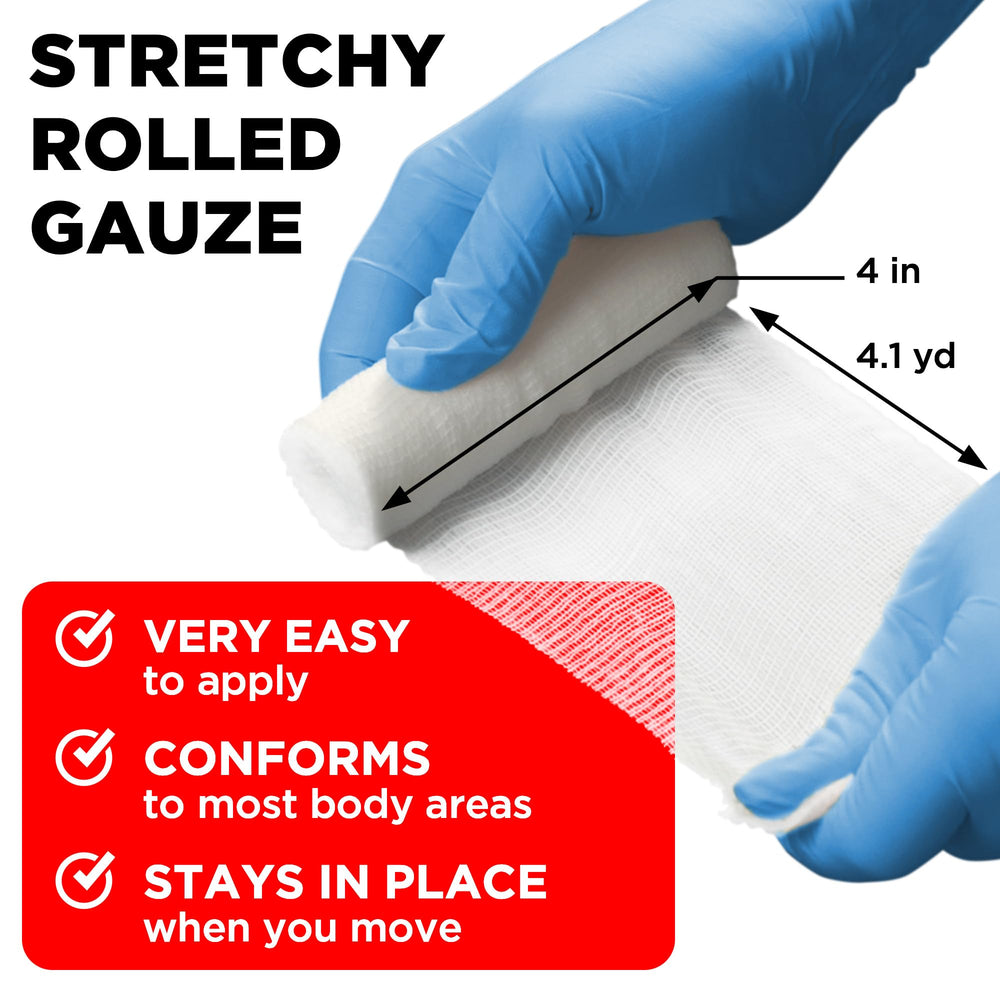 Mighty-X rolled gauze provides hygienic protection during first aid.