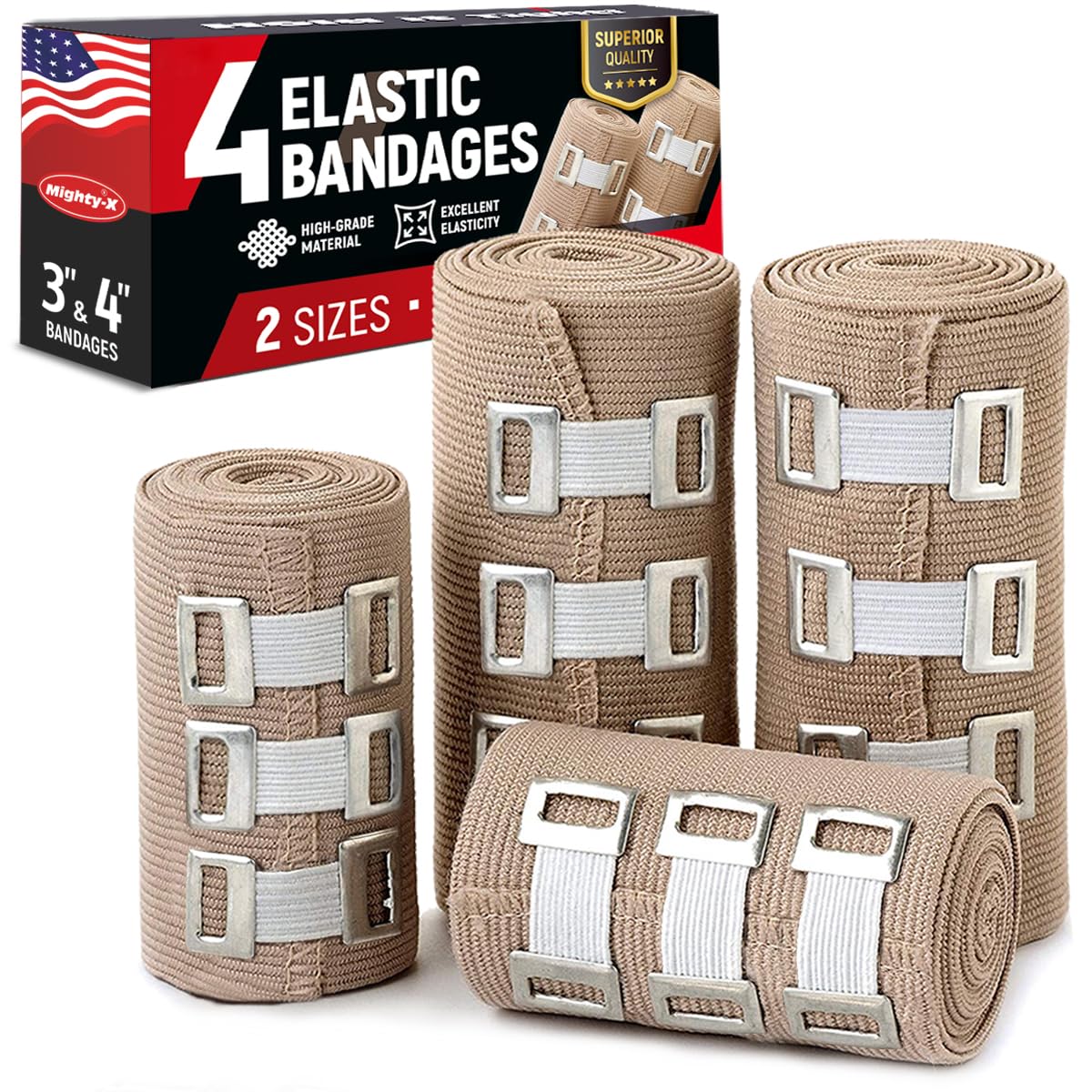 Mighty-X Premium Elastic Bandage Wrap 3in Wrist offers snug, adjustable compression.