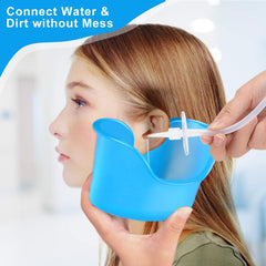 Migleo ear wash basin demonstrates universal compatibility with all ear wash systems.