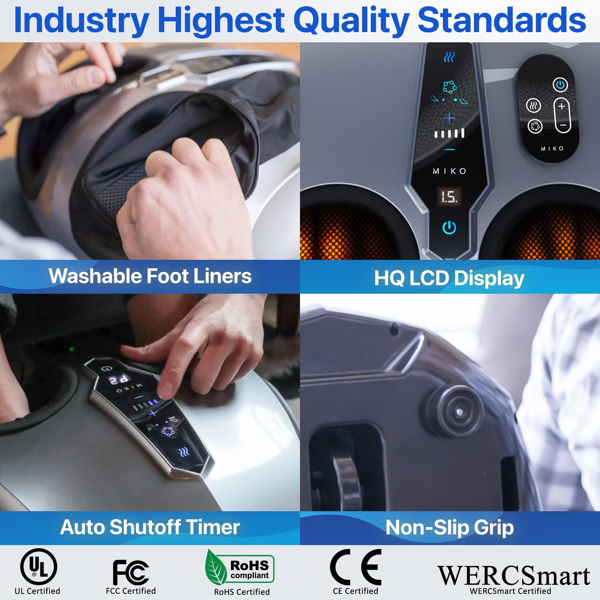 MIKO Foot Massager compact design fits under desks and stores easily.