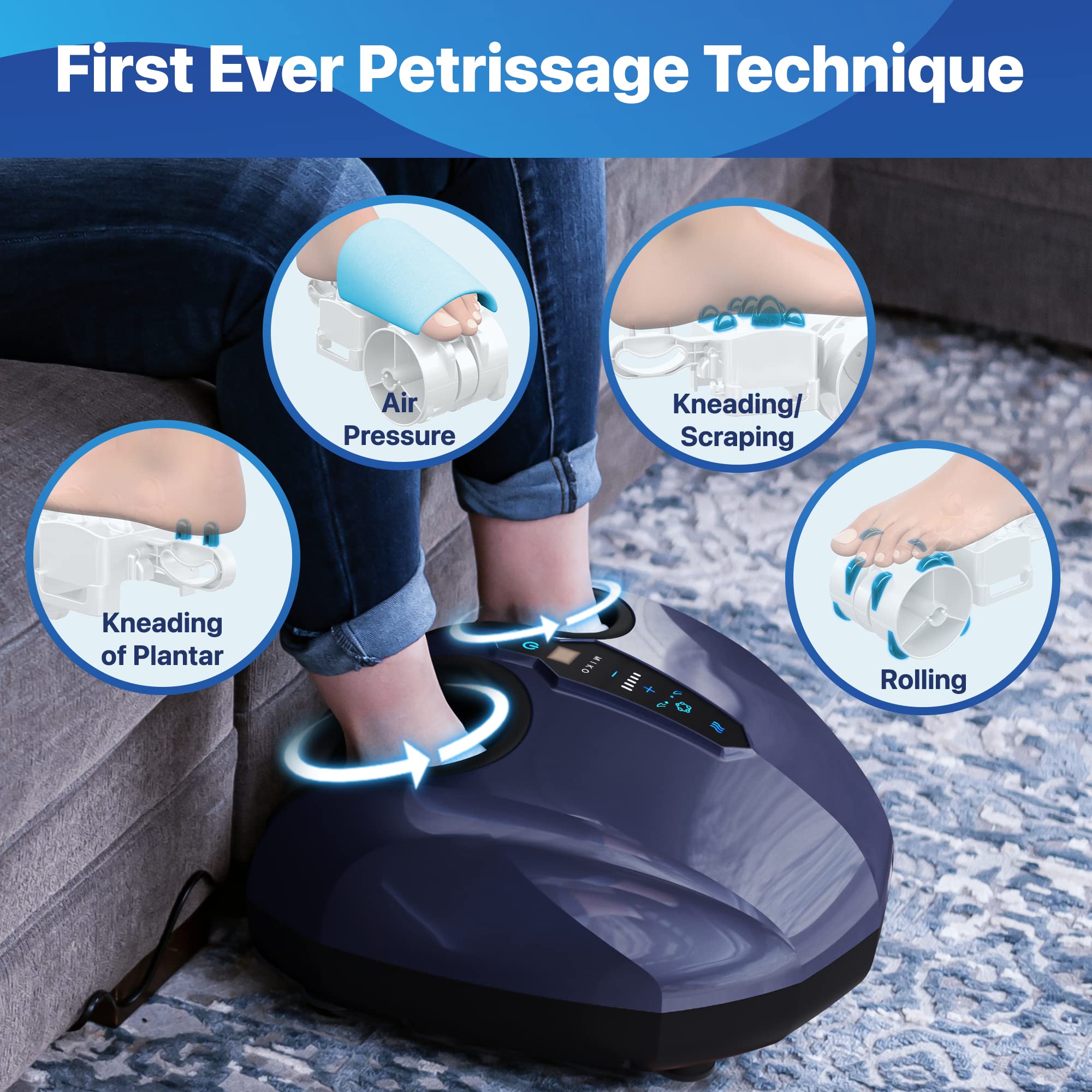 MIKO Foot Massager wireless remote keeps control within reach during sessions.