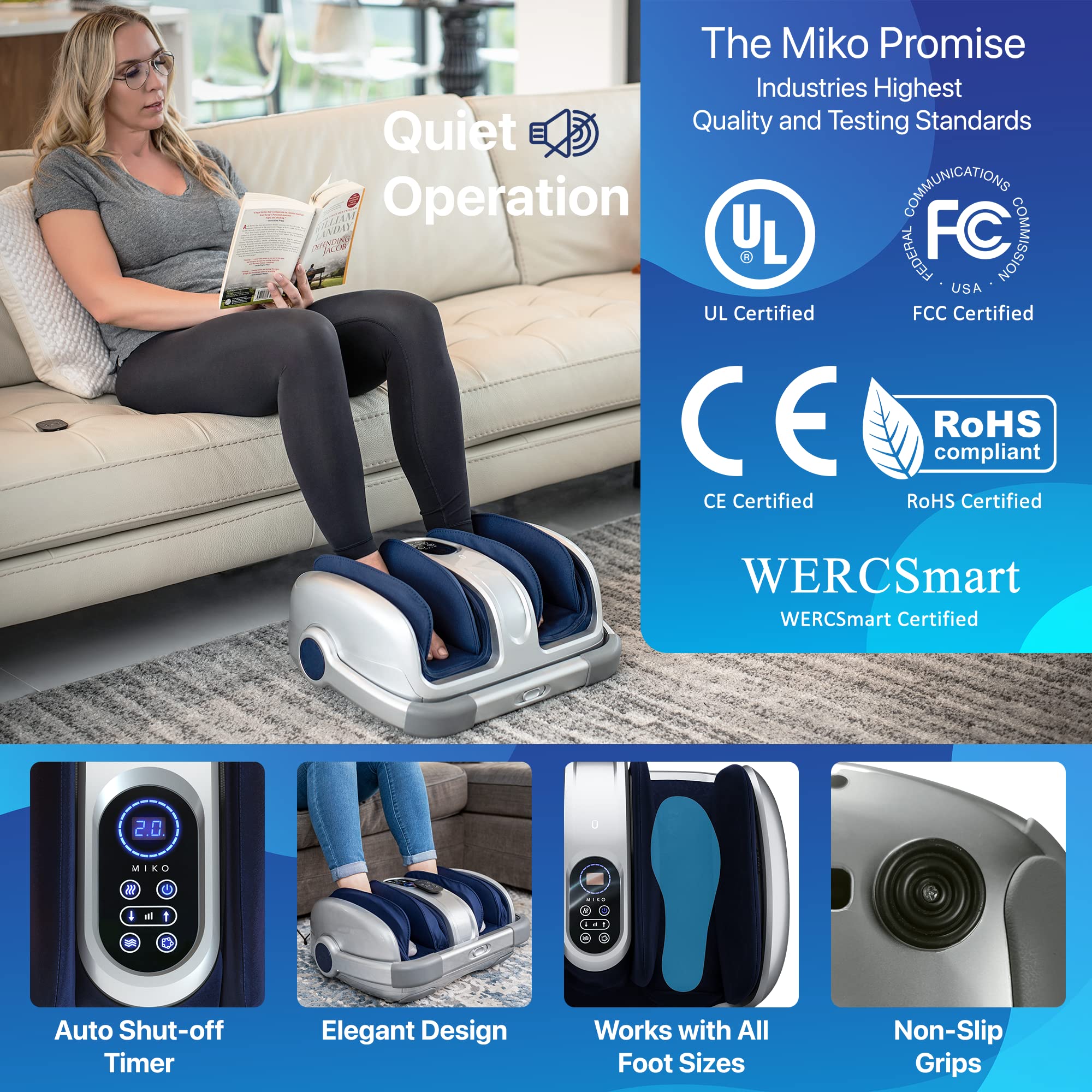 Miko Shiatsu device offers multiple pressure levels for personalized comfort.