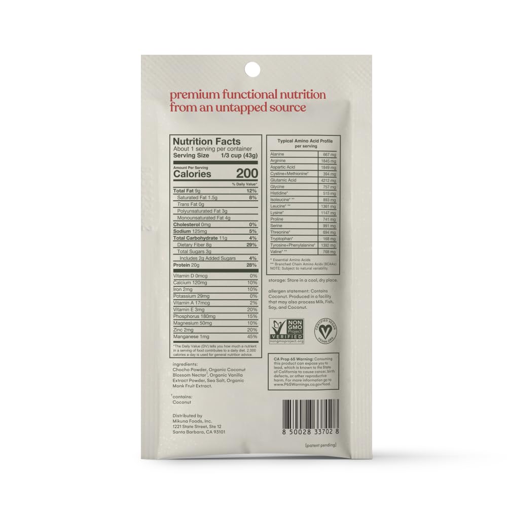 Mikuna Chocho protein 20g per serving for muscle recovery and energy.