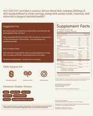 Milamend daily energy chocolate powder scoop supports steady energy throughout the day.