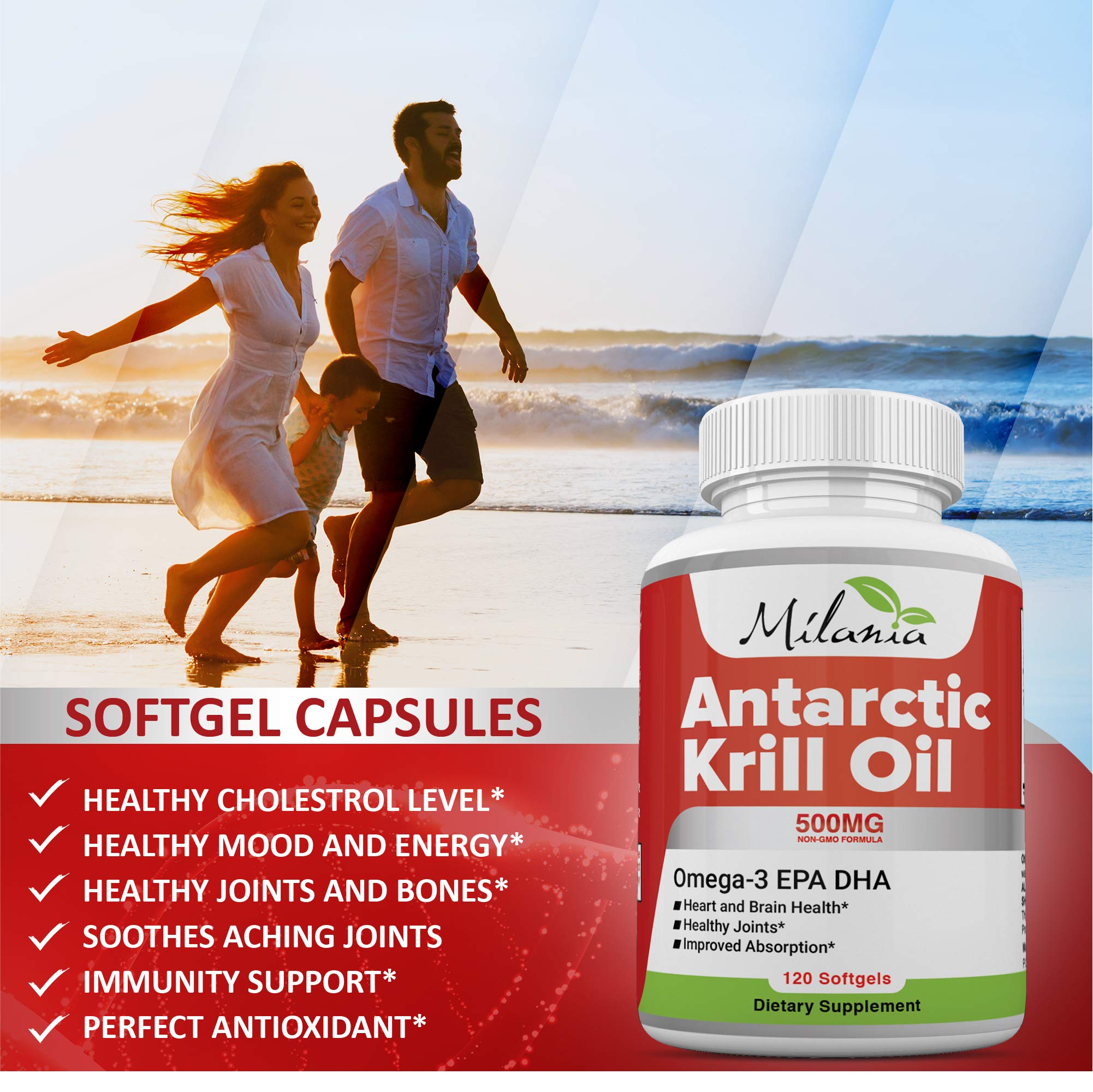 Milania Antarctic Krill Oil dispensing softgel ready to take