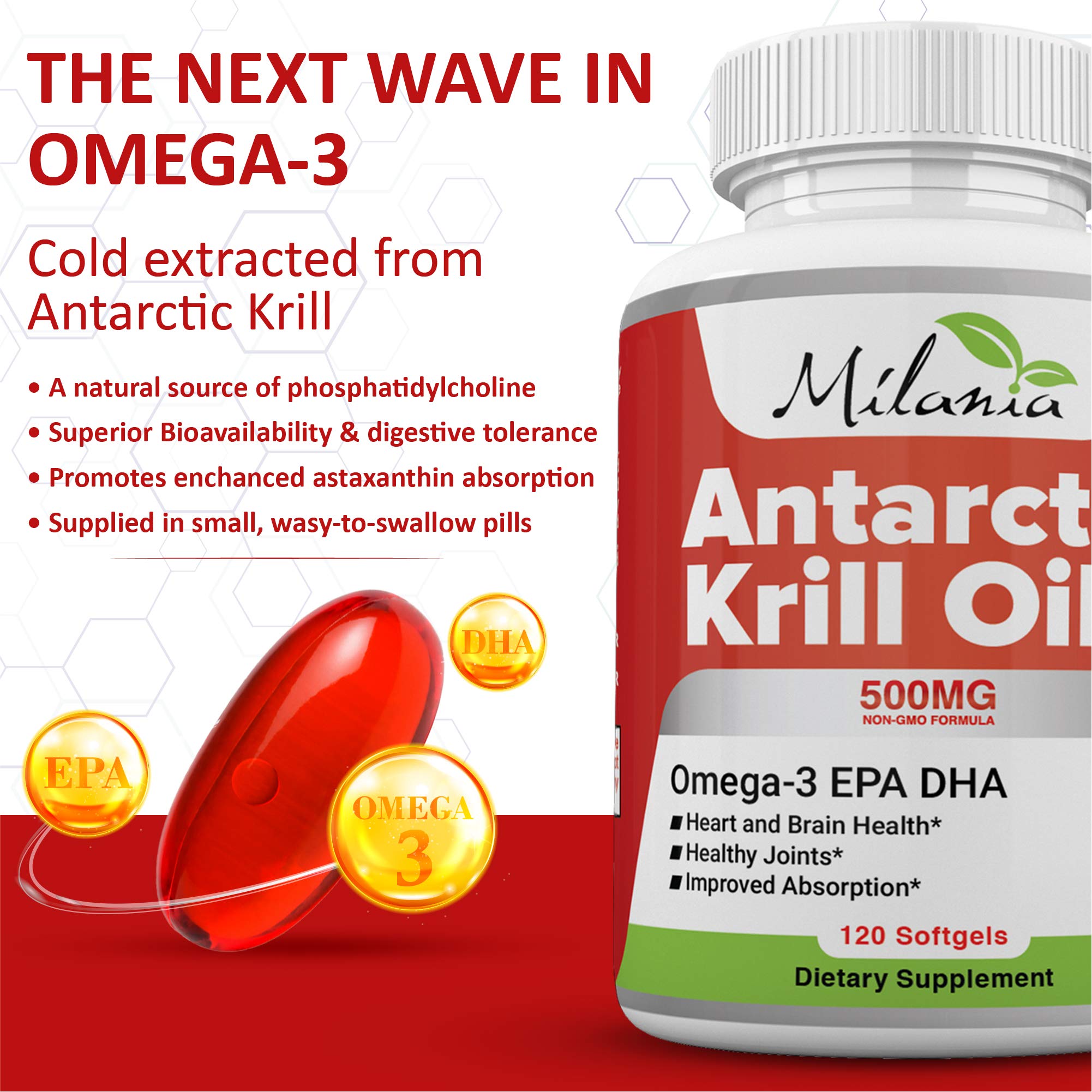 Milania Krill Oil softgels ready for daily omega-3 intake