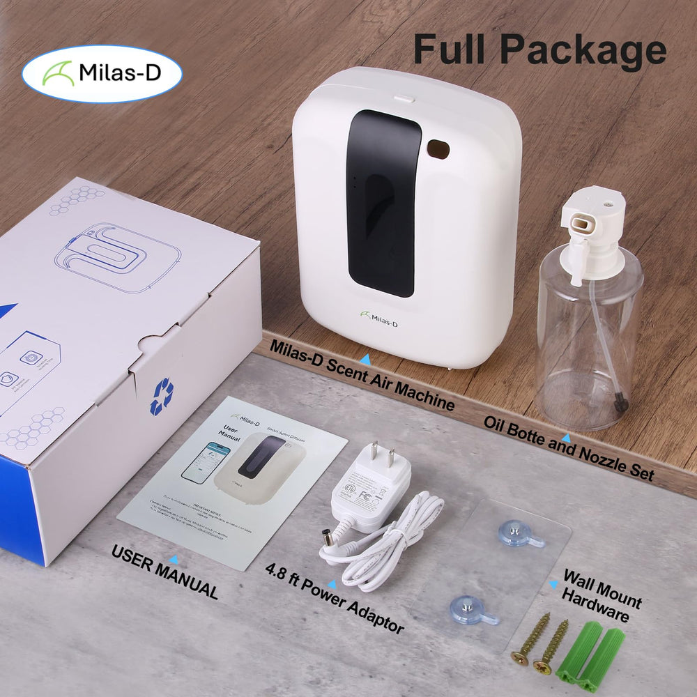 Milas-D Waterless Diffuser easy installation for wall-mount or tabletop placement.