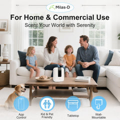 Milas-D Waterless Diffuser wall-mount setup; space-saving scenting for larger spaces.