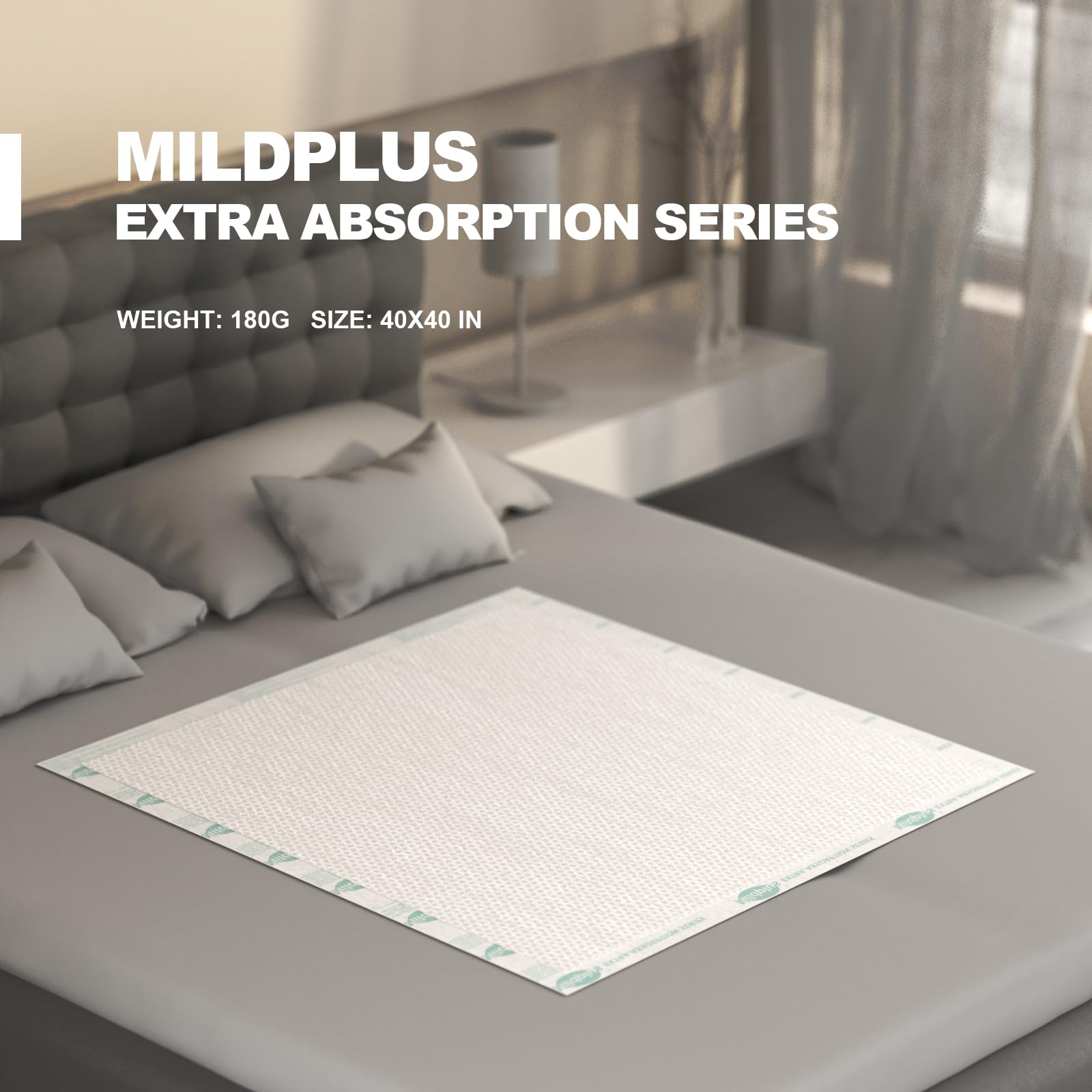 MILDPLUS underpad instantly absorbs liquids for quick dryness.