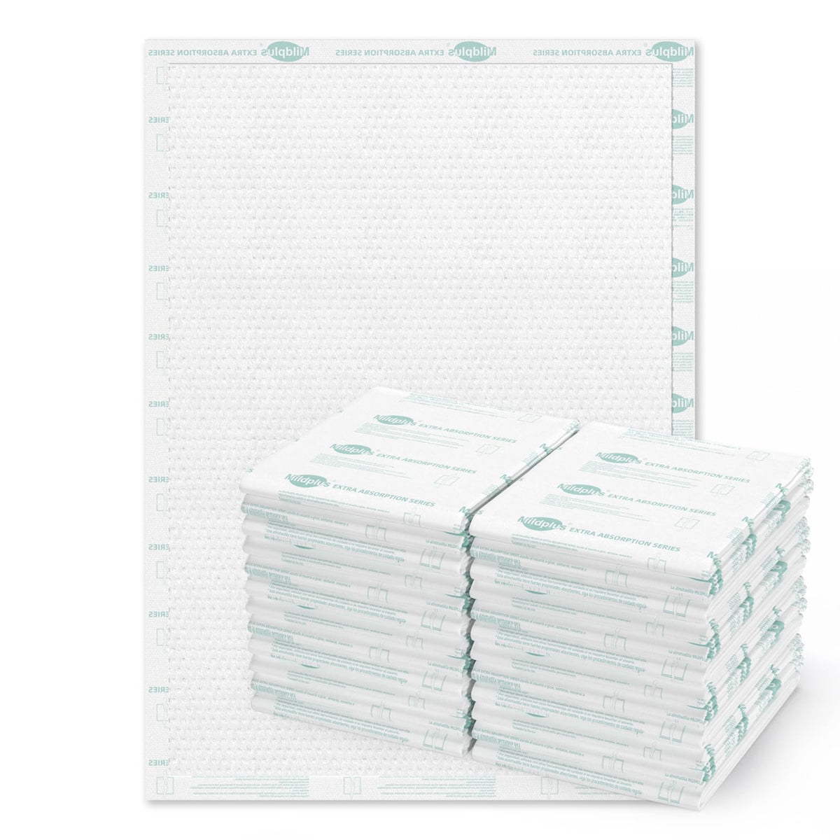 MILDPLUS Heavy Duty Underpads front view showing large 40x60 inch coverage