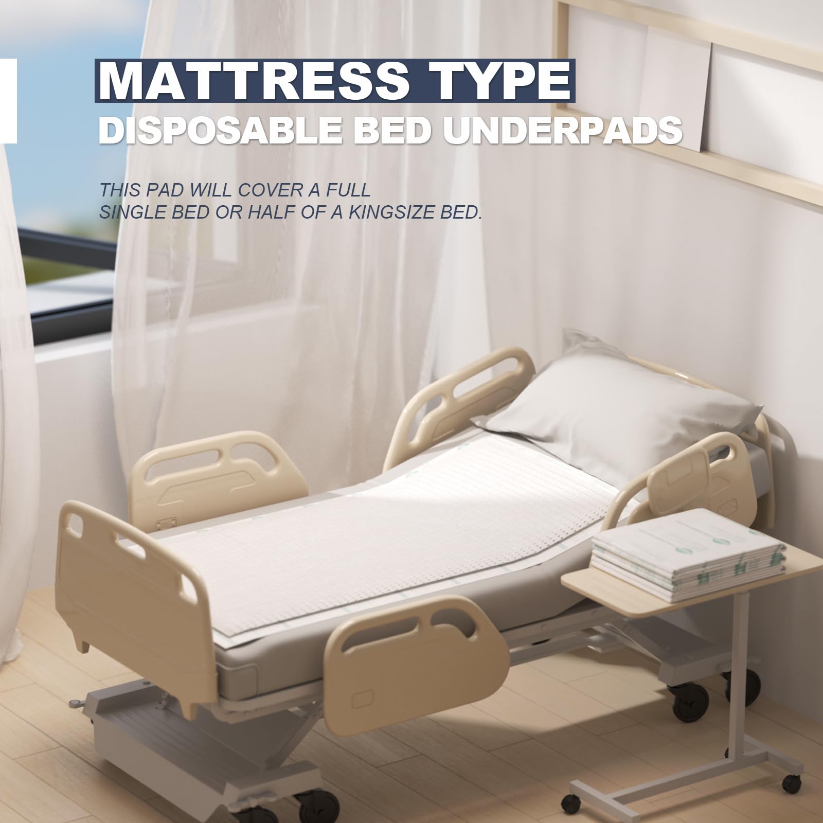 MILDPLUS Underpads positioned for bed setup and easy alignment