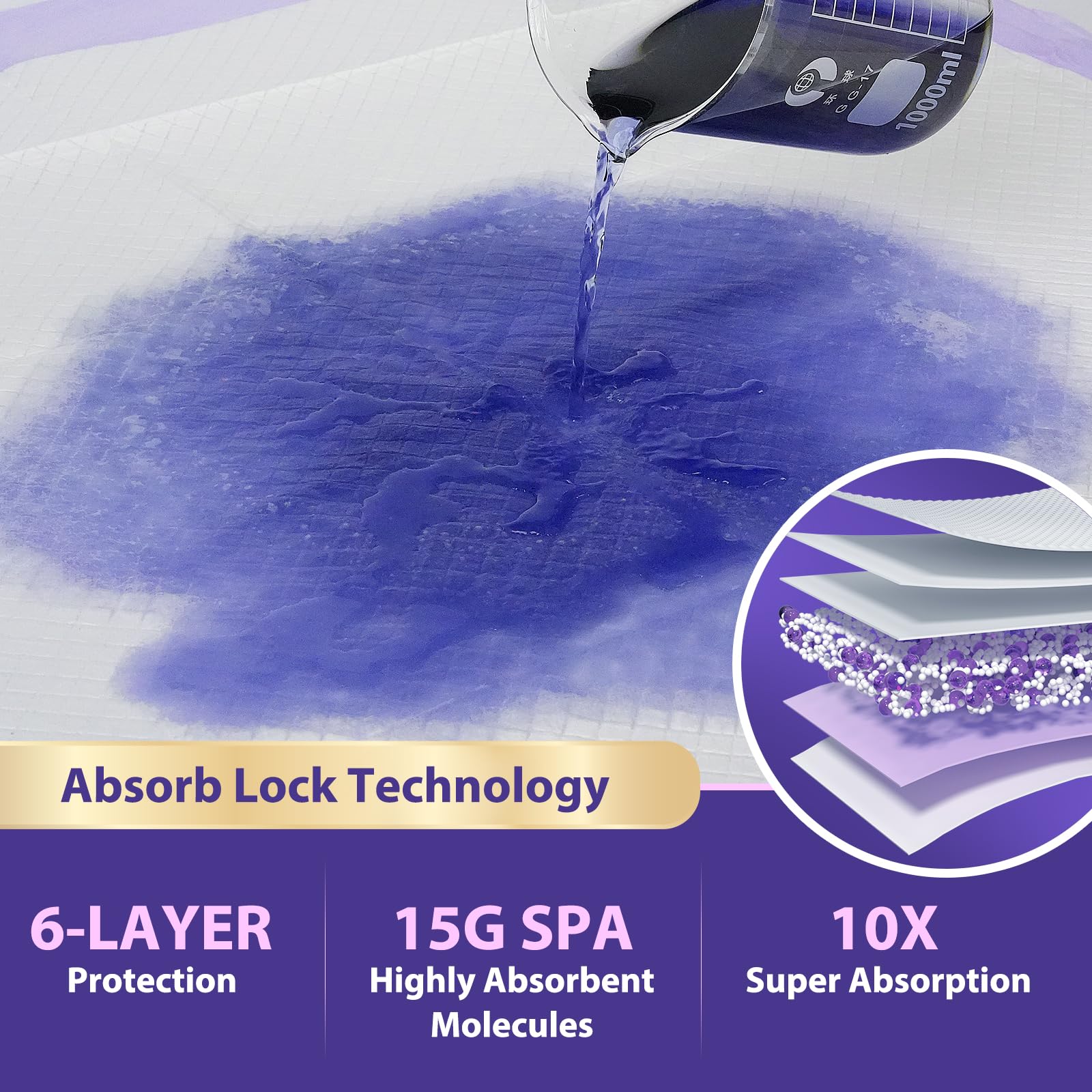 MILDPLUS purple disposable bed pad blends in while protecting surfaces.