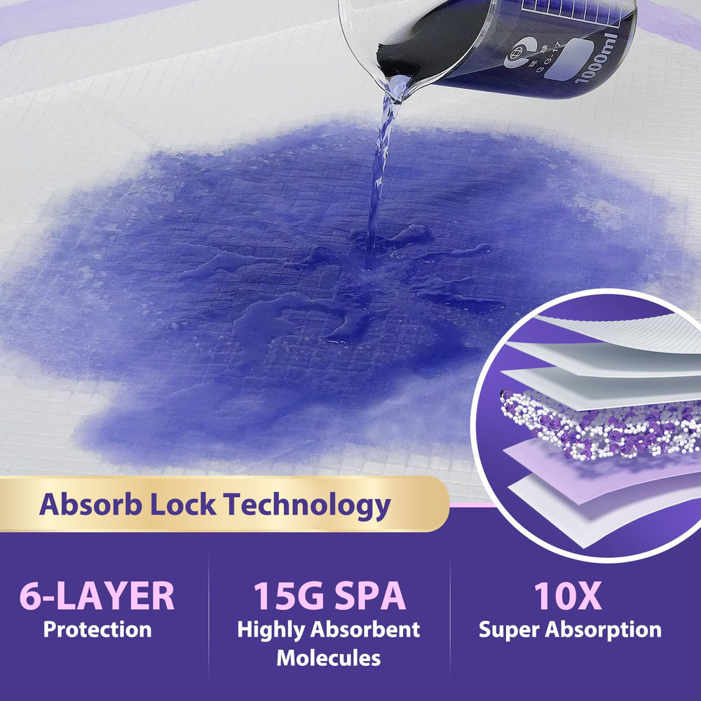 MILDPLUS purple disposable bed pad blends in while protecting surfaces.
