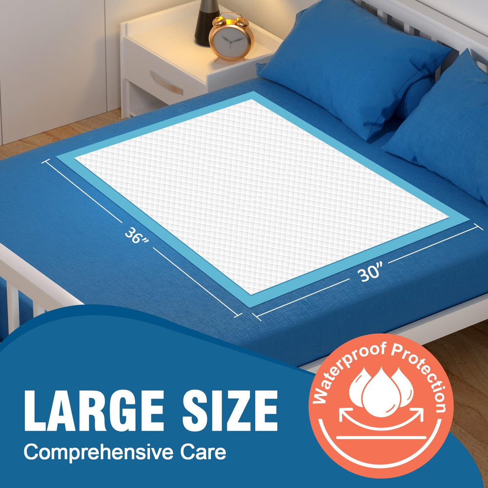 MILDPLUS underpads close-up showing 1200ml absorption capacity for dryness