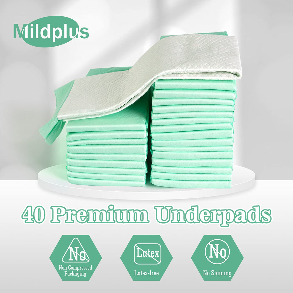 MILDPLUS underpads sized 23x36 inches for broad coverage