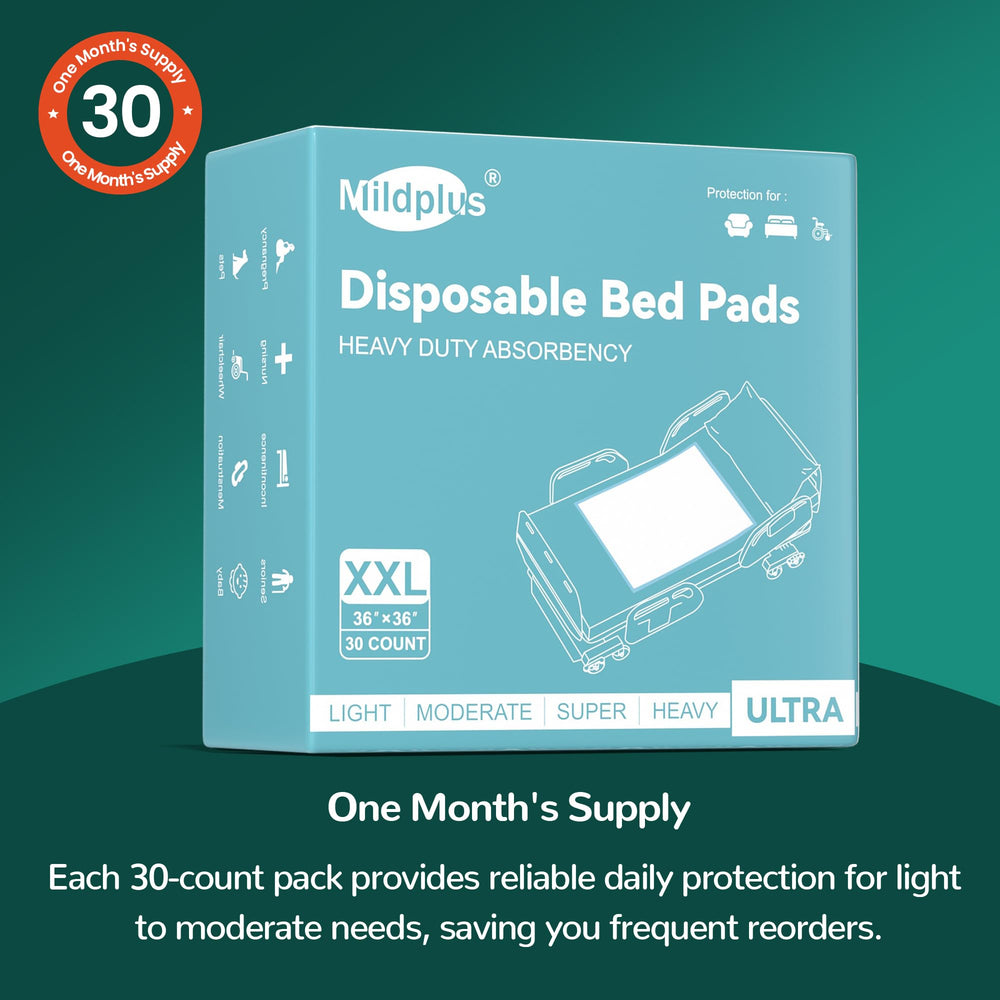 MILDPLUS waterproof underpad protects beds, sofas, and floors from accidents.
