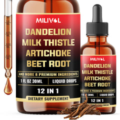 MILIVOL 12in1 dandelion bottle front for easy daily wellness routine