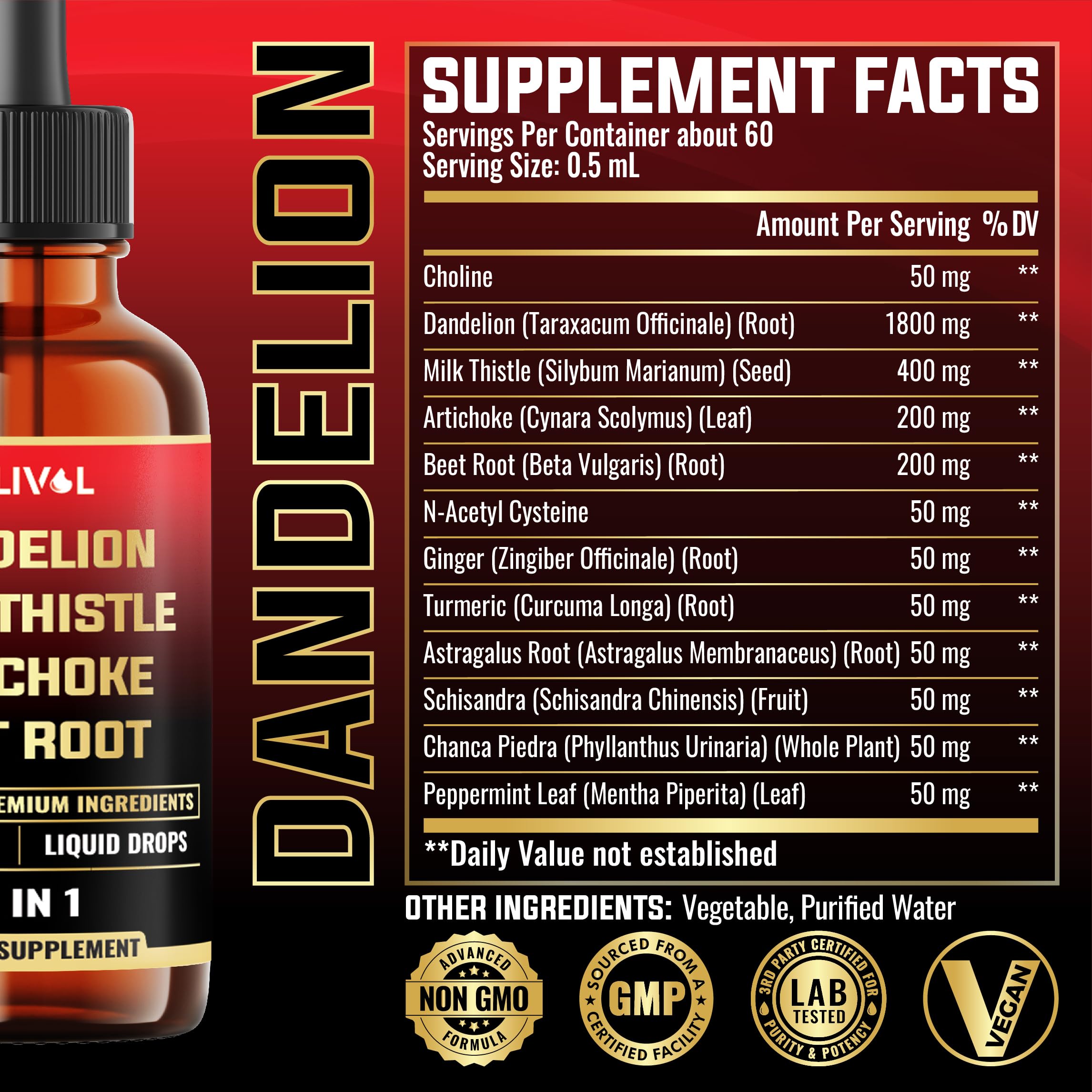 MILIVOL label closeup highlights herbal blend for digestive balance