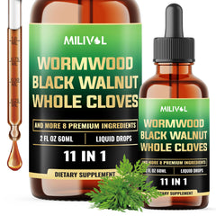 MILIVOL Wormwood Liquid Drops bottle displays premium herbal tincture for daily routines
