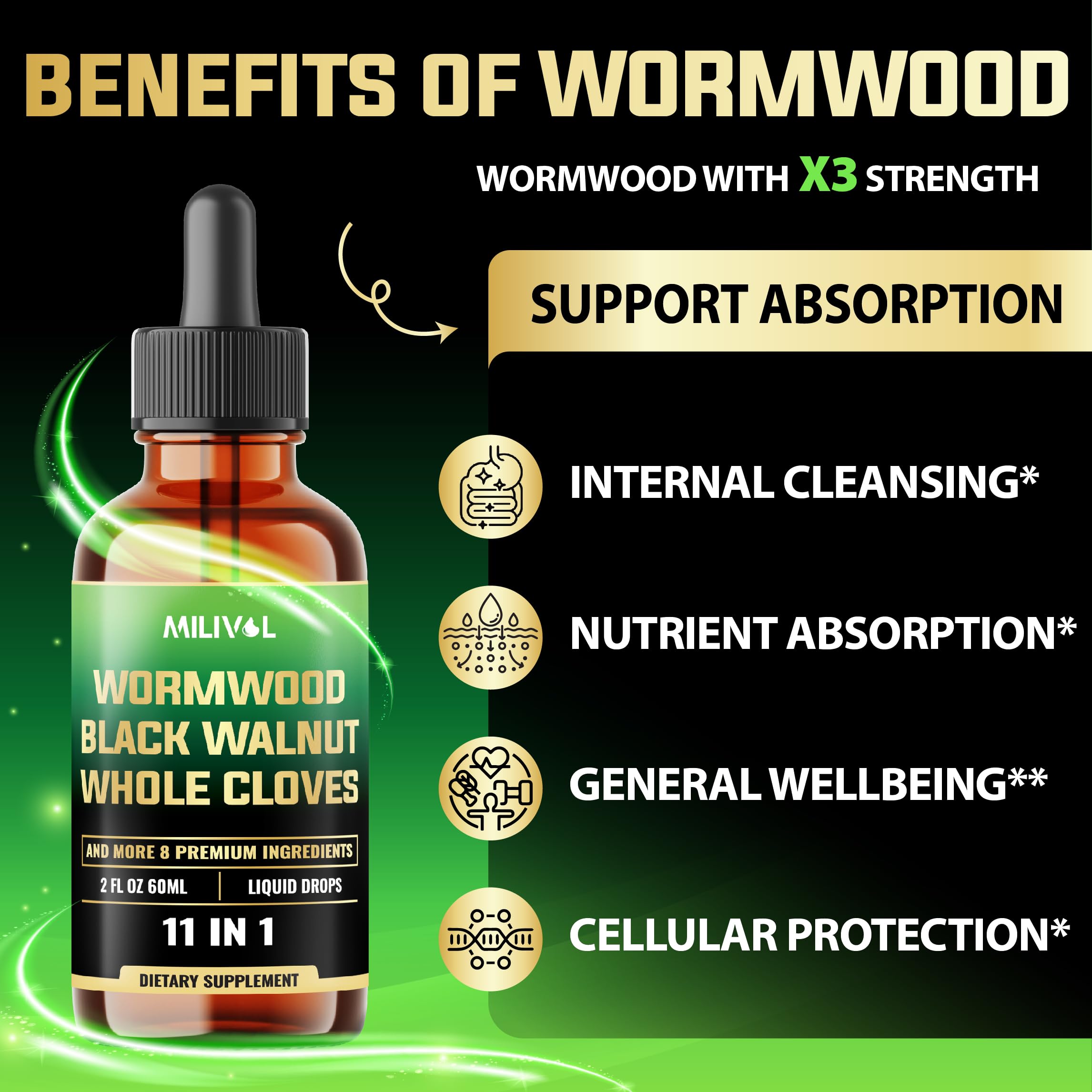 MILIVOL Wormwood Liquid Drops herbal blend with wormwood and botanicals for aroma