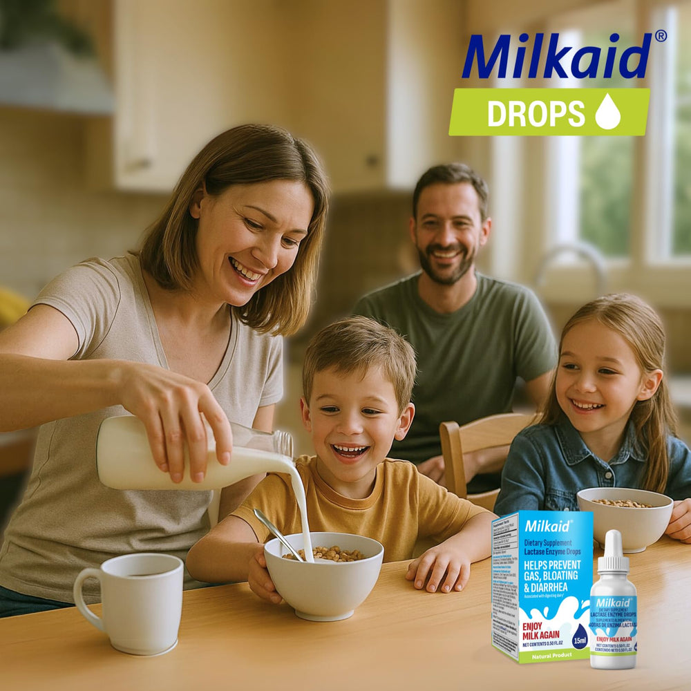 Milkaid label emphasizes gluten-free and vegetarian compatibility