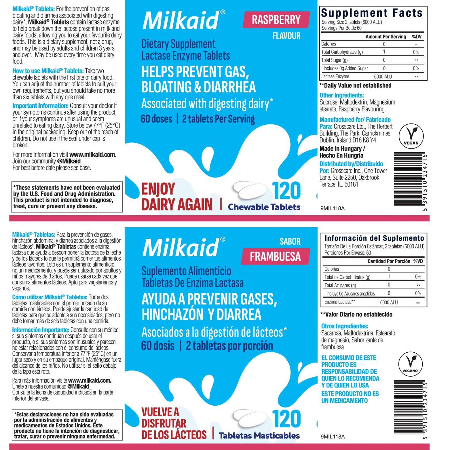 Milkaid raspberry flavor tastes pleasant while supporting digestion.