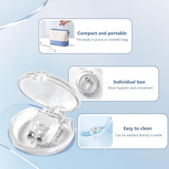Discreet Milumber silicone nose clip sits nearly invisible while wearing in bed.