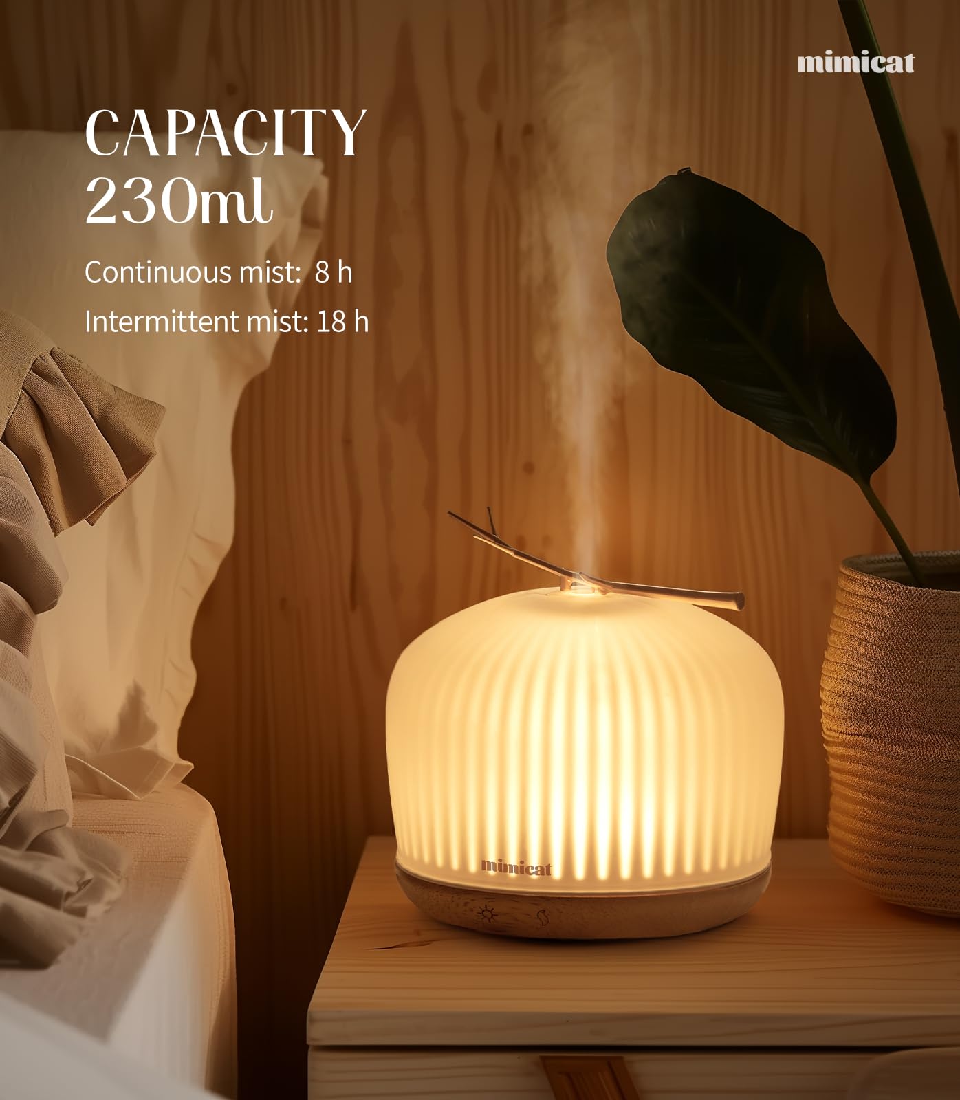 Mimicat solid wood base detail adds natural warmth to any room.