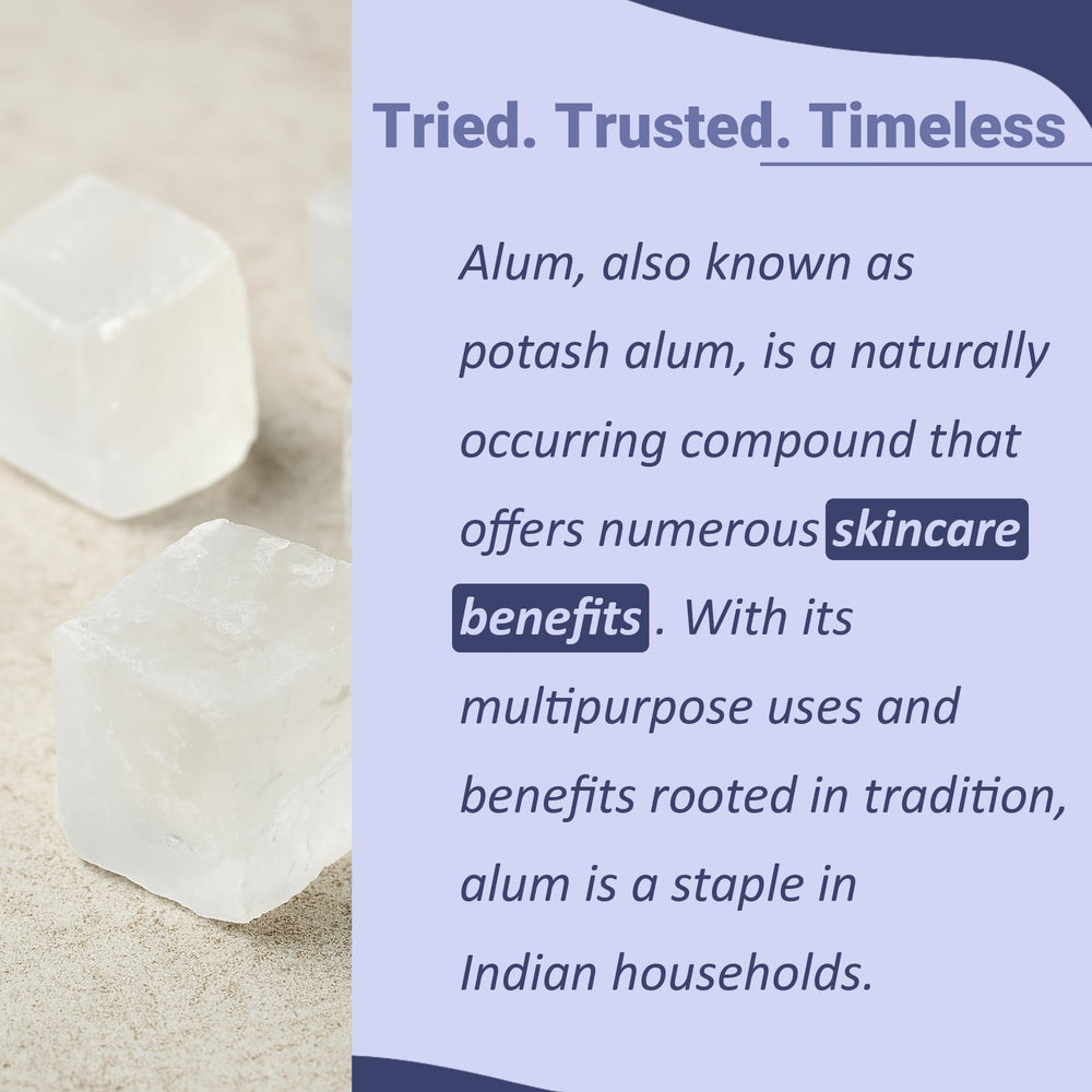 Mi Nature Alum Powder crystal closeup shows pure, natural crystals for skincare.