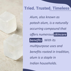 Mi Nature Alum Powder crystal closeup shows pure, natural crystals for skincare.