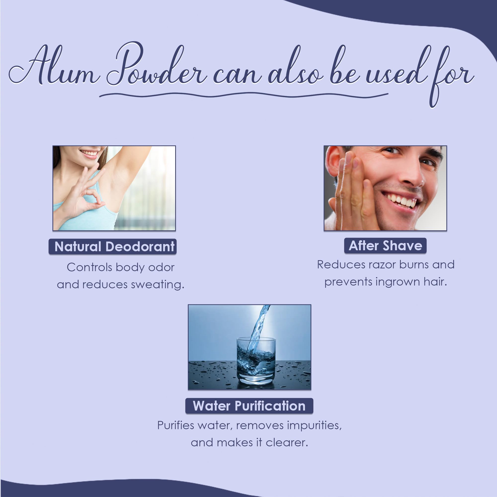 Mi Nature Alum Powder face care application demonstrates natural astringent use.