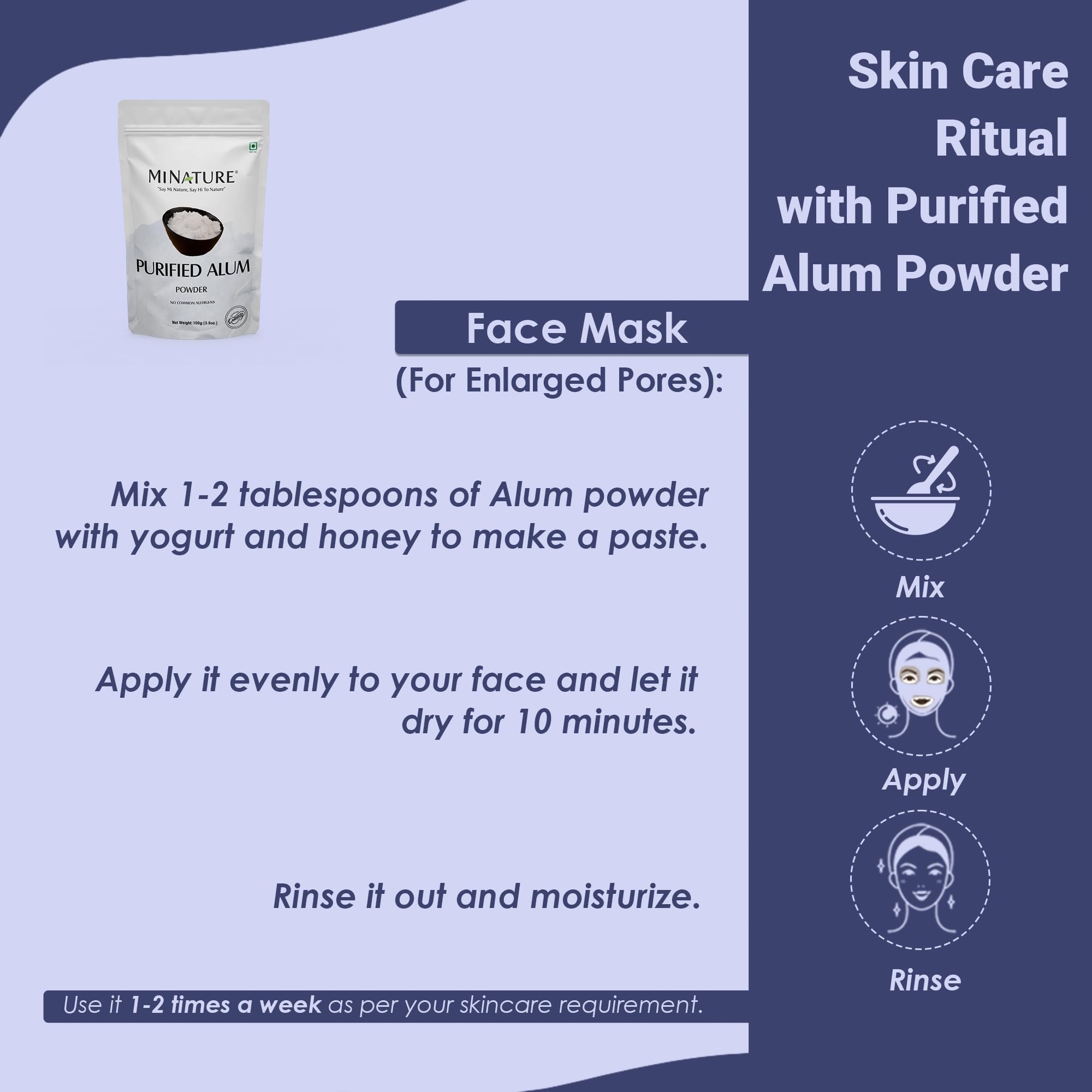 Mi Nature Alum Powder pore refining tip for complexion management.