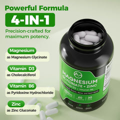 Minch bottle label zoom highlights zinc and vitamins D3 and B6 for daily support
