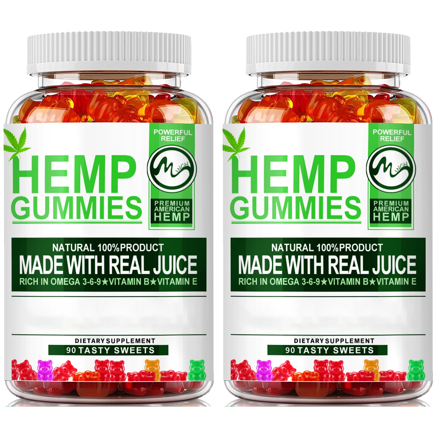 Minch Hemp Gummies 2-pack front view, tasty daily option for relaxation and focus.